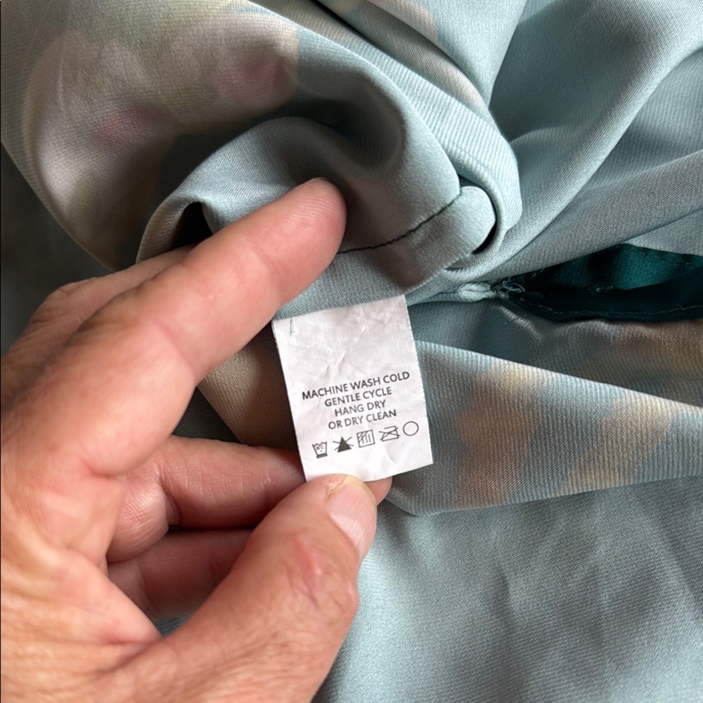 Silk-Feel Teal Floral Kimono Robe - Picture 16 of 16
